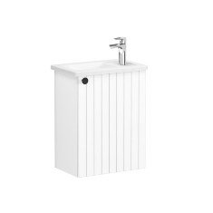 Vitra Root Groove 69184 Lavabo Dolabı, Kapaklı, 45 Cm, Kompakt, Mat Beyaz, Köşeli Lavabolu, Sağ